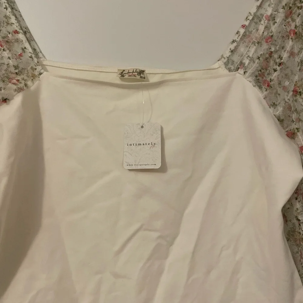 NWT Free People Intimately Gimme Butterflies Cream Floral Sheer Sleeve Blouse